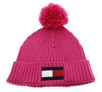 Tommy Hilfiger Berretto Big Flag Beanie Pom Pom Hot Magenta Rosa
