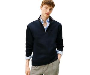 Tommy Hilfiger Bill Qz Mock Maglia di Tuta, Hilfiger Blu Marino, Medium Uomo