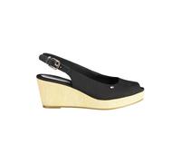 Tommy Hilfiger ICONIC ELBA SLING BACK WEDGE, Sandali punta aperta Donna, Nero, 40 EU