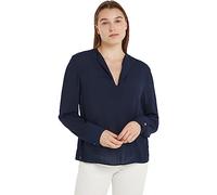 Tommy Hilfiger Blusa Donna Viscose Crepe V-Neck Elegante, Blu (Desert Sky), 44