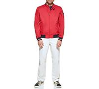 Tommy Hilfiger Bomber da uomo leggero Varsity Rib Knit Shell, Poli rosso, XL