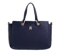 Tommy Hilfiger Borsa Donna TH Emblem Satchel con Zip, Blu (Space Blue), Taglia Unica