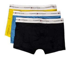 Tommy Hilfiger Boxer Uomo TH Confezione 3 Pezzi Elastico a Vista Cotone Elasticizzato Underwear Articolo UM0UM02761 Trunk 3P, 0XN Valley Yellow/Blue Spell/des Sky, L