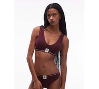 Tommy Hilfiger - Brassière bordeaux con fascia in vita a righe, stemma e scollo ampio sul retro-Rosso L