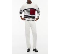Tommy Hilfiger Breton Flag Cable Sweater Ivory/desert Sky/red Taglia: S | Maglioni a maglia Outlet | Uomo | Bianco