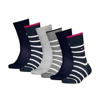 Tommy Hilfiger Breton Stripe Classic Sock, Blu/Grigio, 35-38 (Pacco da 6) Unisex-Bambini e Ragazzi
