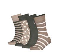 Tommy Hilfiger Breton Stripe Stars Classic Sock, Marrone Chiaro, 27-30 (Pacco da 4) Unisex-Bambini e Ragazzi