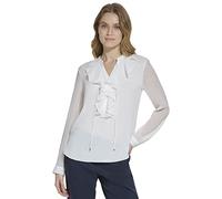 Tommy Hilfiger Camicetta Classica da Donna a Maniche Lunghe con Volant, Avorio, XS