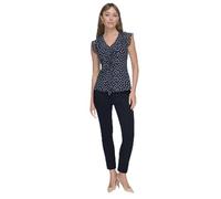 Tommy Hilfiger Camicetta da Donna Senza Maniche con Volant sul Davanti, Midnight/Avorio, S