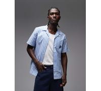 Tommy Hilfiger - Camicia a maniche corte effetto carta blu a righe 52