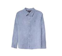 Tommy Hilfiger Camicia a Maniche Lunghe Oxford per Ragazzi, Blu Melange, 8 Anni