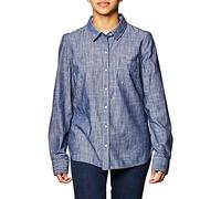 Tommy Hilfiger Camicia classica da donna a maniche lunghe con linguetta arrotolata (standard e taglie forti) Button Down, Chambray , XL