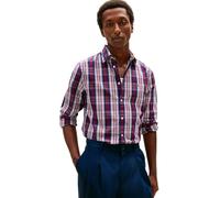 Tommy Hilfiger Camicia da Uomo Flex Poplin a Quadri M MW0MW41712 L/S, Blu, XL, Blu (Preppy Navy/Check), XL