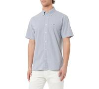 Tommy Hilfiger Camicia da Uomo WCC Flex Poplin STP RF S/S, Blu (Cielo Notturno/Bianco Ottico), S