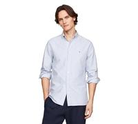 Tommy Hilfiger Camicia Oxford a Maniche Lunghe, vestibilità Normale, Camicie da Uomo, con Bottoni, Disponibile Anche in Big e Tall, Maglietta Blu/Bianco, M