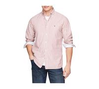 Tommy Hilfiger - Camicia Regular Fit in Popeline a Righe - - Shirts - Uomo - Rosso - XL