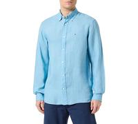 Tommy Hilfiger Camicia Uomo Camicia in Lino, Blu (Sleepy Blue), XS