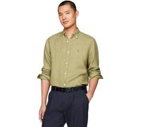 Tommy Hilfiger Camicia Uomo Camicia in Lino, Verde (Faded Olive), XS