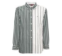 Tommy Hilfiger Camicia Uomo Casual Fit a Righe Verde Avorio Hunter Ivory
