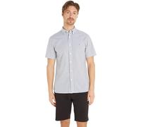 Tommy Hilfiger Camicia Uomo Flex Poplin Maniche Corte, Multicolore (Carbon Navy / Optic White), XS