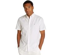 Tommy Hilfiger Camicia Uomo Flex Poplin Maniche Corte, Multicolore (Citronella/Optic White), XS