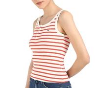 Tommy Hilfiger Canotta Bianco/Rosso Donna Slim Button Tank, bianco, L