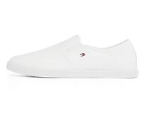 Tommy Hilfiger Canvas Slip-On Sneaker Fw0Fw08640, Basso Top, Donna, Bianco (White), 40 EU