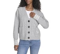 Tommy Hilfiger Cardigan da Donna Boxy Varsity a trecce, Grigio mélange Medio, Multicolore, XL