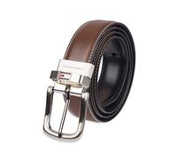 Tommy Hilfiger Men's Reversible Leather Belt - Casual for Mens Jeans with Double Sided Strap and Silver Buckle Dark Brown