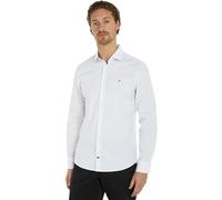 Tommy Hilfiger CL Stretch Micro Print SF Shirt, Camicie Eleganti Uomo, Optic White/Light Blue,