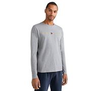 Tommy Hilfiger CN LS Tee Logo Gold UM0UM01640 Magliette a Maniche Lunghe, Grigio (Medium Grey Heather), M Uomo