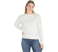 Tommy Hilfiger CO Cable C-NK Sweater WW0WW41142, Donna, Bianco (Ecru), S