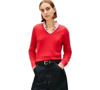 Tommy Hilfiger Co Cable Fine GG V-nk LS Swt Ww0ww44987 - Maglione da Donna, Confezione da 1, Rosso (Primary Red/Calico Tipping), XS