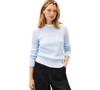 Tommy Hilfiger Co Cable Mid GG C-Nk LS Swt Ww0Ww47644 Pullover, Blue (Breezy Blue), S Donna