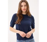 Pull a maniche corte a righe con scollo rotondo Blu L A righe