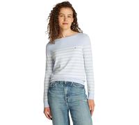 Tommy Hilfiger Pullover Donna Pullover in Maglia, Multicolore (Breezy Blue/Ivory Petal Stp), XXS