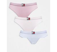 Tommy Hilfiger - Confezione da 3 bikini color lilla/rosa pastello con bandiera-Multicolore S