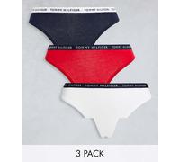 Tommy Hilfiger - Confezione da 3 perizomi blu navy bianco e rosso-Multicolore XS