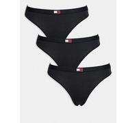Tommy Hilfiger - Confezione da 3 perizomi neri con logo a bandiera-Nero S