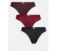 Tommy Hilfiger - Confezione da 3 perizomi nero, bordeaux e rosso con bandiera-Multicolore S