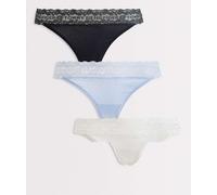 Tommy Hilfiger - Confezione da 3 perizomi stile tanga con logo in pizzo nero/bianco/blu-Multicolore S