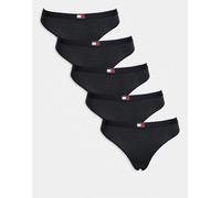 Tommy Hilfiger - Confezione da 5 perizomi neri con bandiera-Nero XS