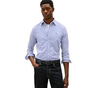 Tommy Hilfiger Core Flex Pop Classic STP Camicia MW0MW41403 L/S da Uomo, Blu, S, Blu (Wedge Blue/Stripe), S