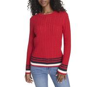 Tommy Hilfiger Cotton Crewneck Cable Sweater Pullover Donna (Pacco da 1)