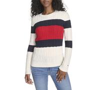 Tommy Hilfiger Cotton Crewneck Cable Sweater Pullover Donna (Pacco da 1)