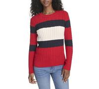 Tommy Hilfiger Cotton Crewneck Cable Sweater Pullover Donna (Pacco da 1)