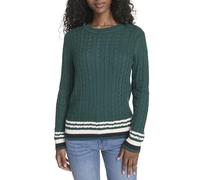 Tommy Hilfiger Cotton Crewneck Cable Sweater Pullover, Foresta Multi, S Donna