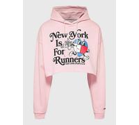 Tommy Hilfiger Cropped Sportees Runners - Felpa Con Stampa Rosa - Donna