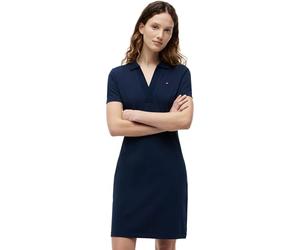 Tommy Hilfiger Donna Abito a Polo Slim Fit V-Neck Corto, Blu (Dark Night Navy), M