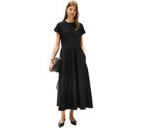 Tommy Hilfiger Donna Abito a T-Shirt Modern Cody Midi Mix Fit & Flare, Nero (Black), XS